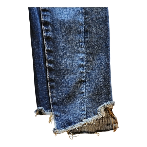 Vervet High Rise Skinny Jeans 27 Dark Wash Distressed Raw Hem Stretch Fit - Picture 5 of 7
